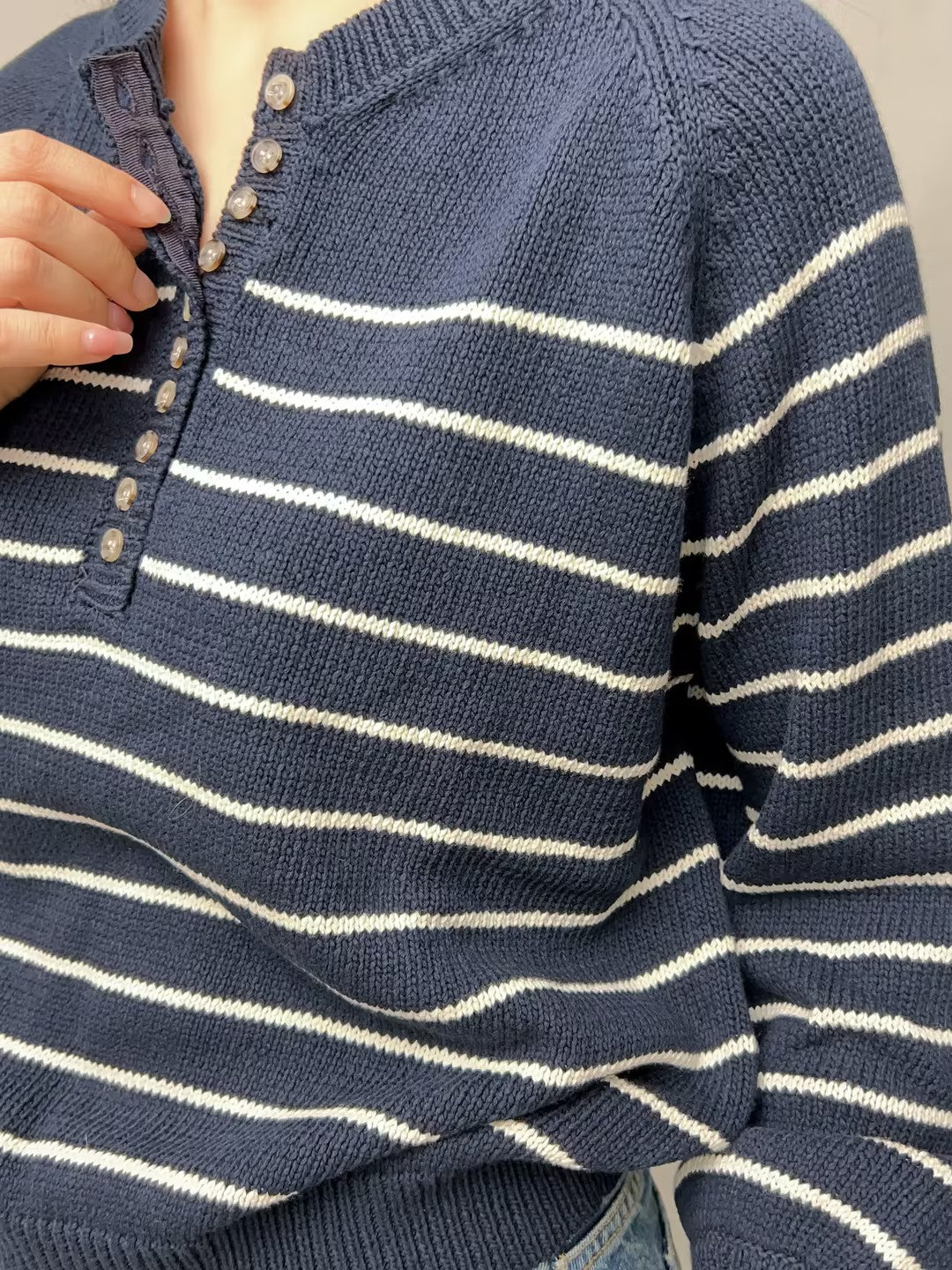 SEZ Leontine  Navy Striped Cotton Jumper