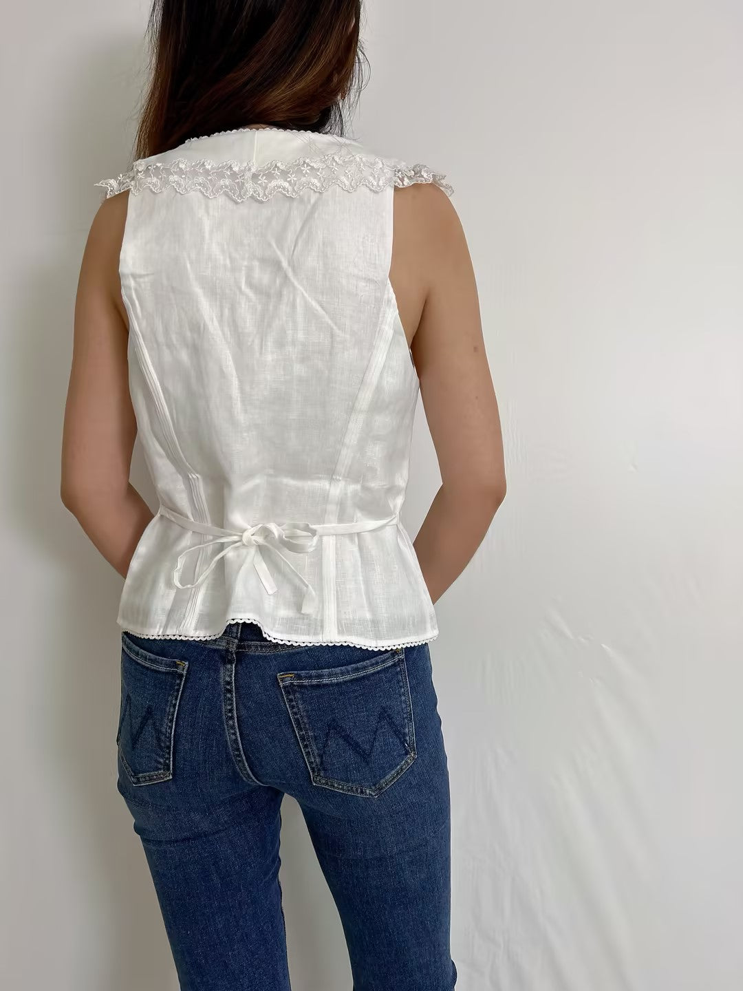 Melodie Linen White Top in US6