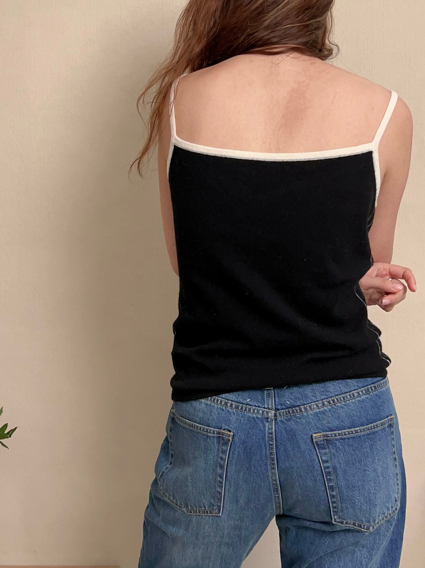 Contrast-Trimmed Wool Knit Tank Top