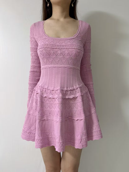 LSF Lavender Pointelle Knit Mini Dress in Rose Clay