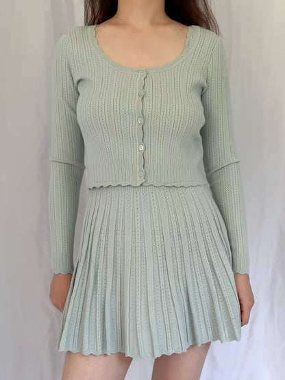 LSF Martti Stretch Pointelle Cardigan - Eau De Nil