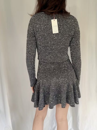 LSF Ferra Sequin Stretch Cardigan - Black