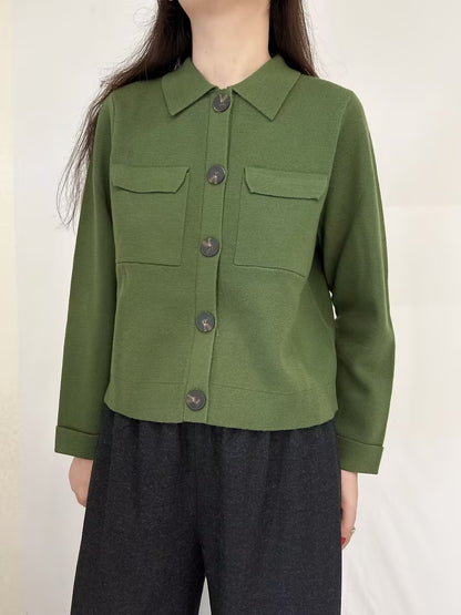 Betty Merino Wool Cardigan in Perfect Green