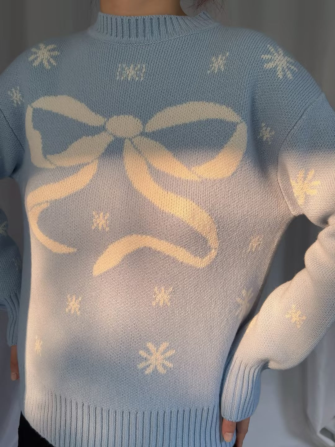 LSF Francie Wool Jacquard Pullover - Snowflake Blue