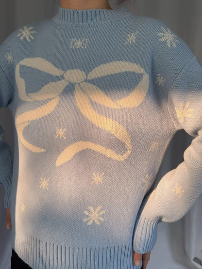 LSF Francie Wool Jacquard Pullover - Snowflake Blue