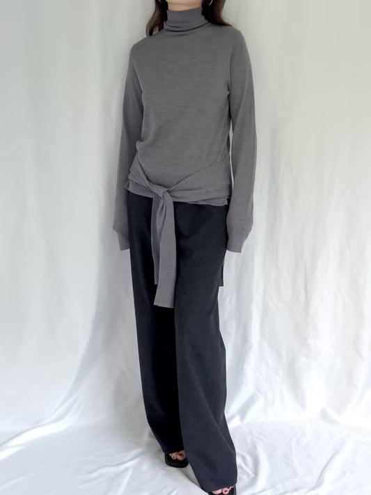 Double-Sleeve Turtleneck Sweater - Mid Grey in S