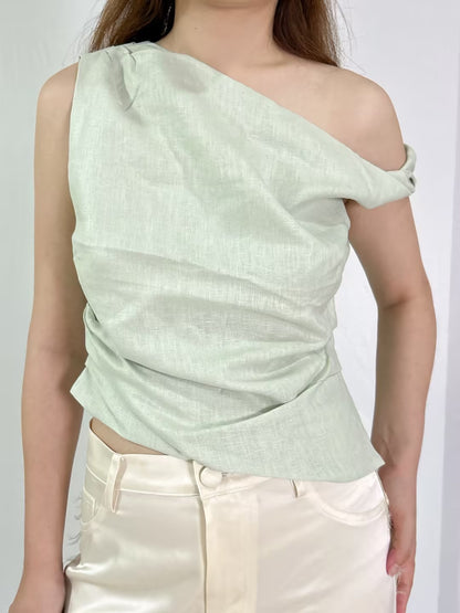 Iris Twist Linen Top