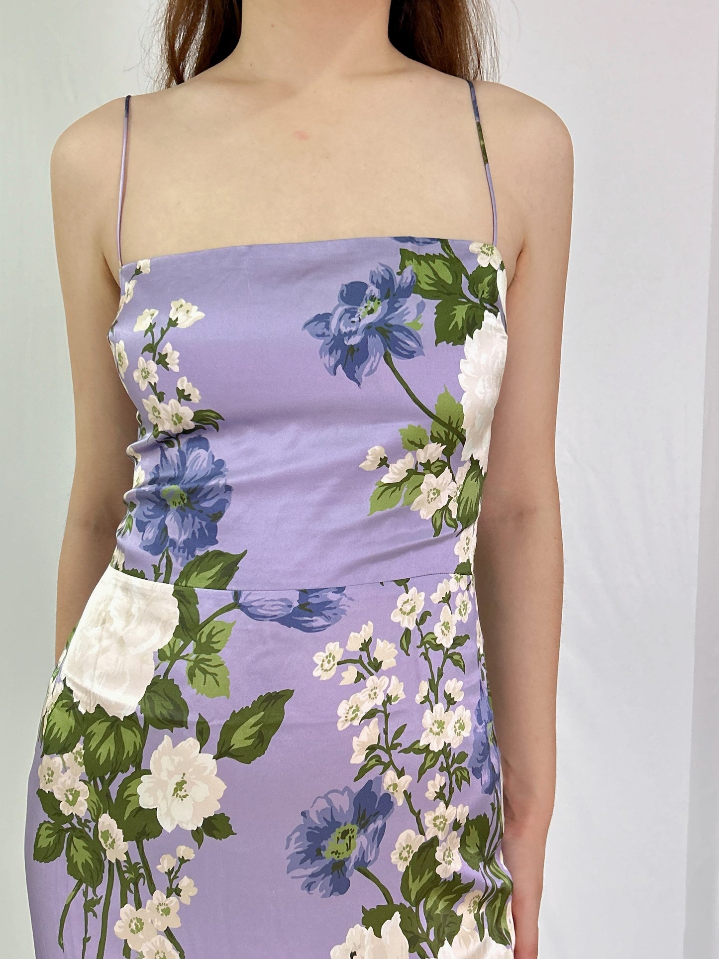 Frankie Silk Maxi Dress in Purple Floral [size 6 sample sale]