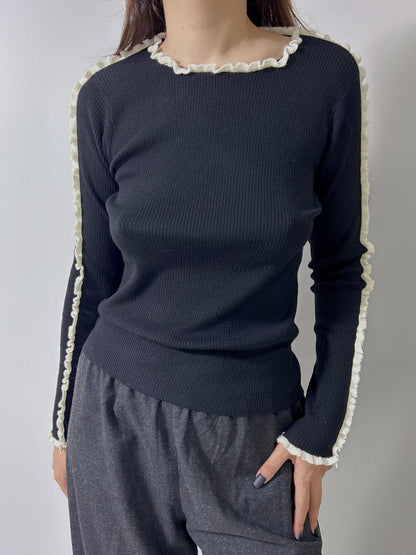 Black Wool Ribbed Rigolo Jumper