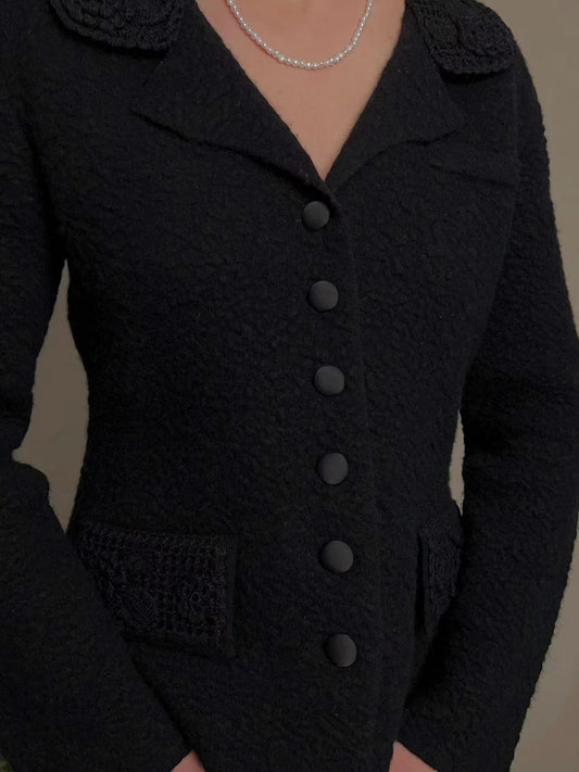 Black Cashmere Knit Jacket [size F sample sale]