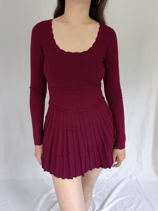 LSF Lavender Stretch Pointelle Mini Dress - Spiced Berry