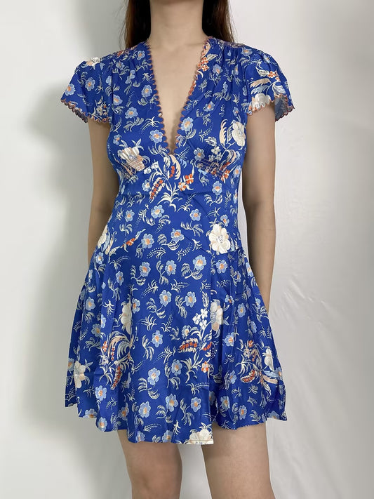 Dianne Silk Mini Dress in Hollyhock Hills