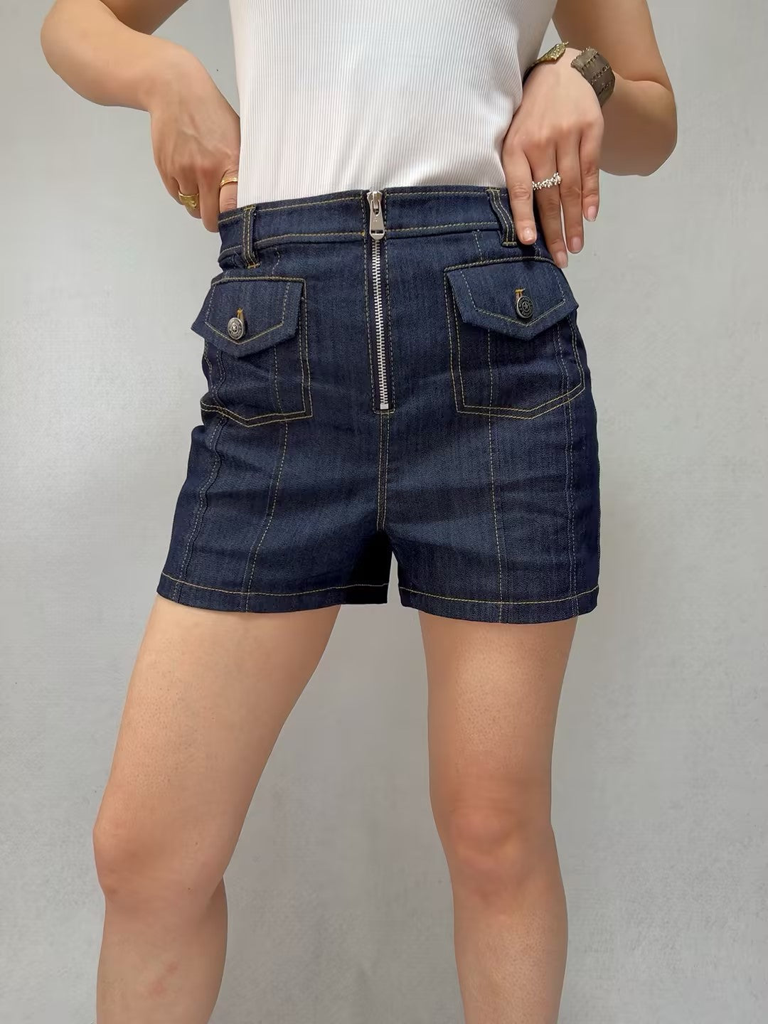 Etta Denim Zip Shorts [size 6 sample sale]