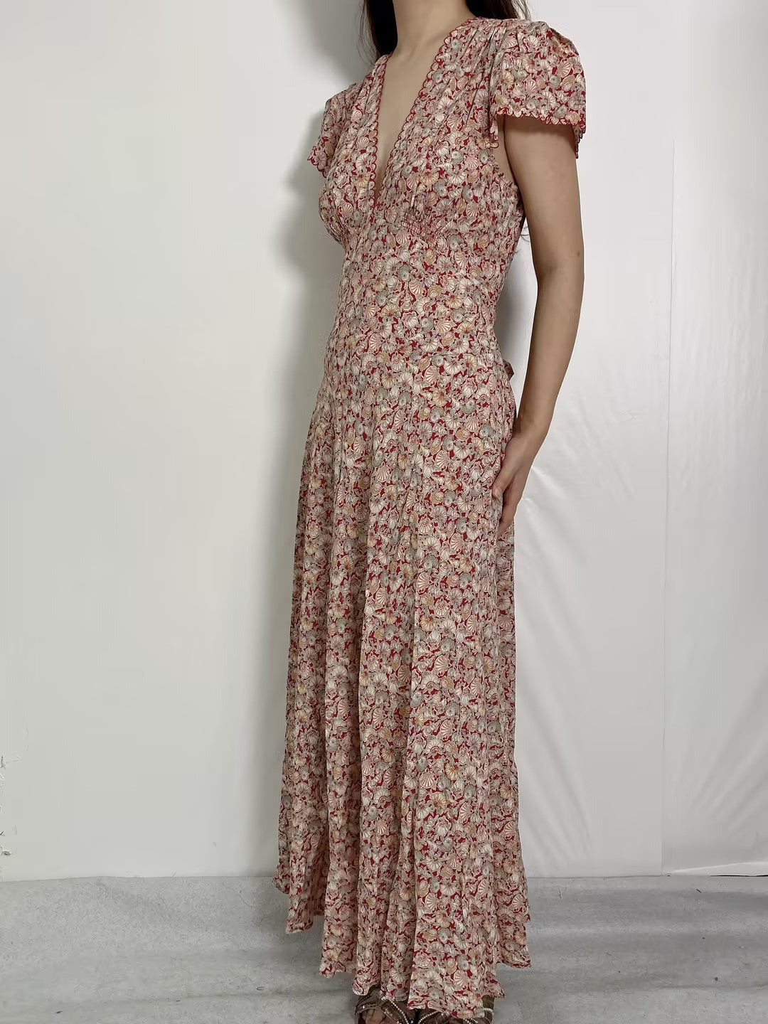 Adra Silk Maxi Dress in Tresors De La Mer