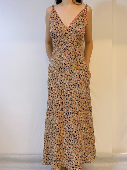 Brooklyn Silk Long Dress in Tresors de la Mer