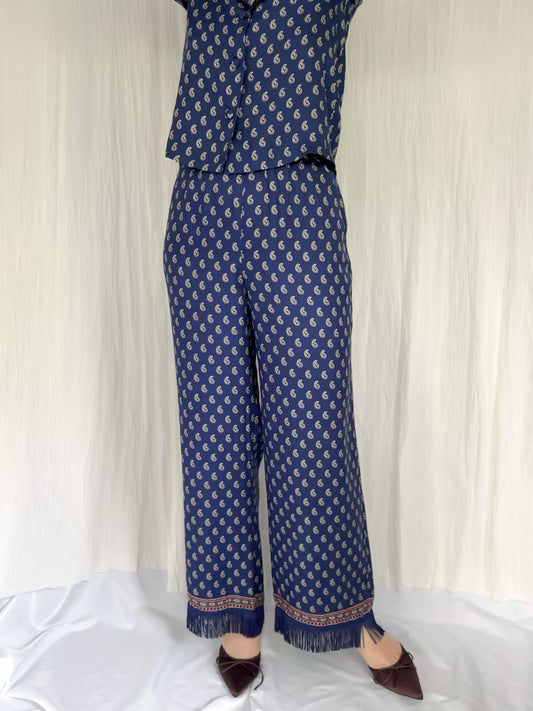 Lavon Fringe Pant - Bleu Taormina Paisley
