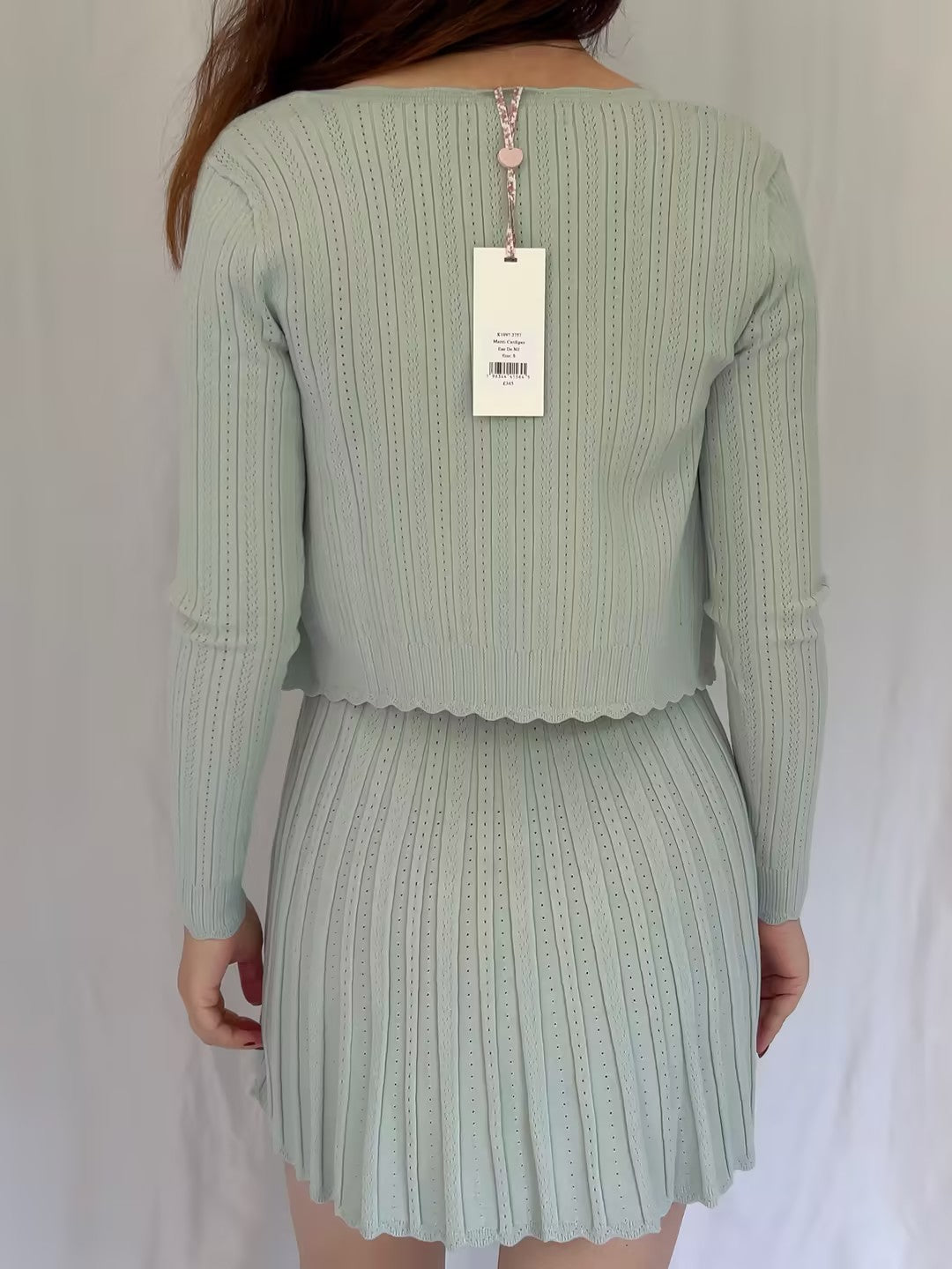 LSF Martti Stretch Pointelle Cardigan - Eau De Nil