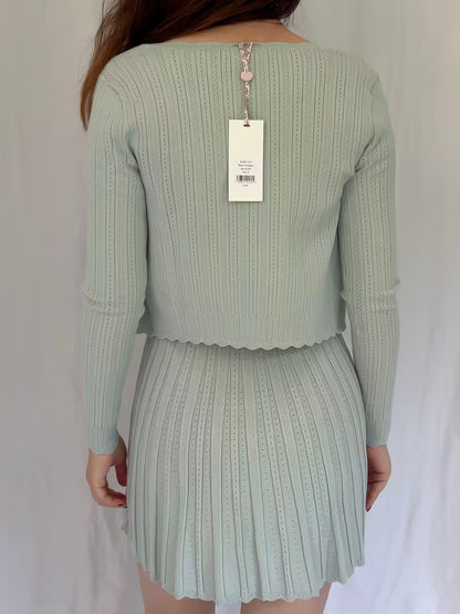 LSF Martti Stretch Pointelle Cardigan - Eau De Nil