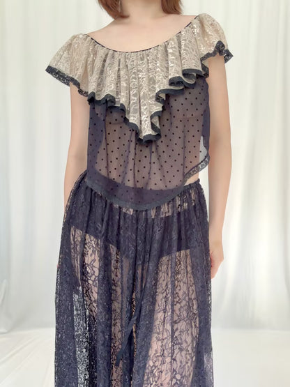 Top Loure - Noir Fleurs Danémone