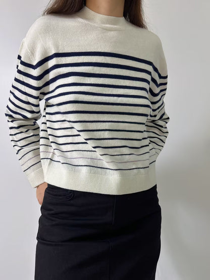 Wool Crewneck Sweater With Stripe Motif FW24