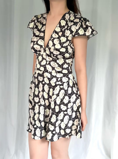 Dianne Silk Dress - Noir Fleurs Danemone