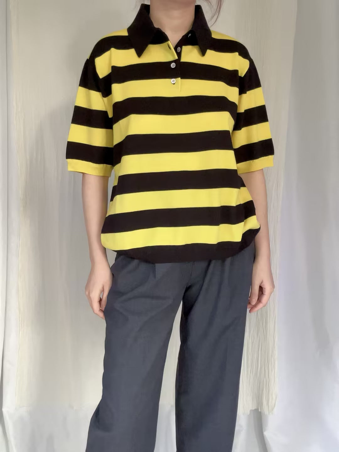 ZKV Ryan Stripe Polo Top in S/M