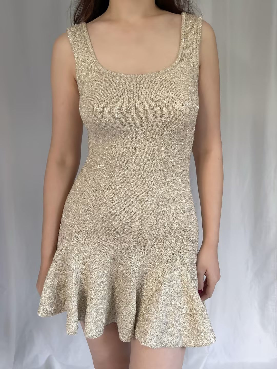 LSF Sequin Stretch Mini Dress - Honey Gold