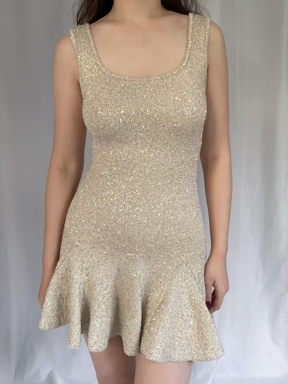 LSF Sequin Stretch Mini Dress - Honey Gold