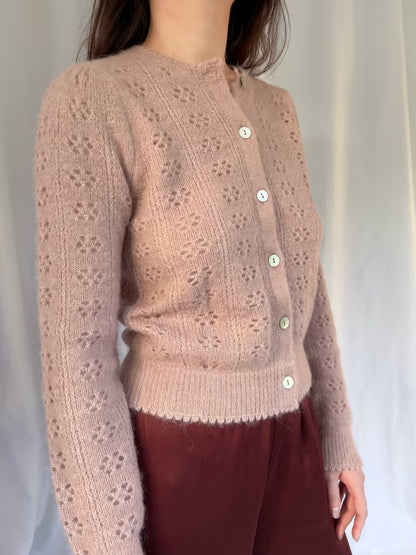 Emery Pointelle Cardigan - Clay
