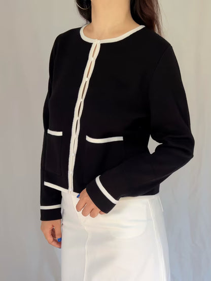 Brielle Cardigan - Black Ecru