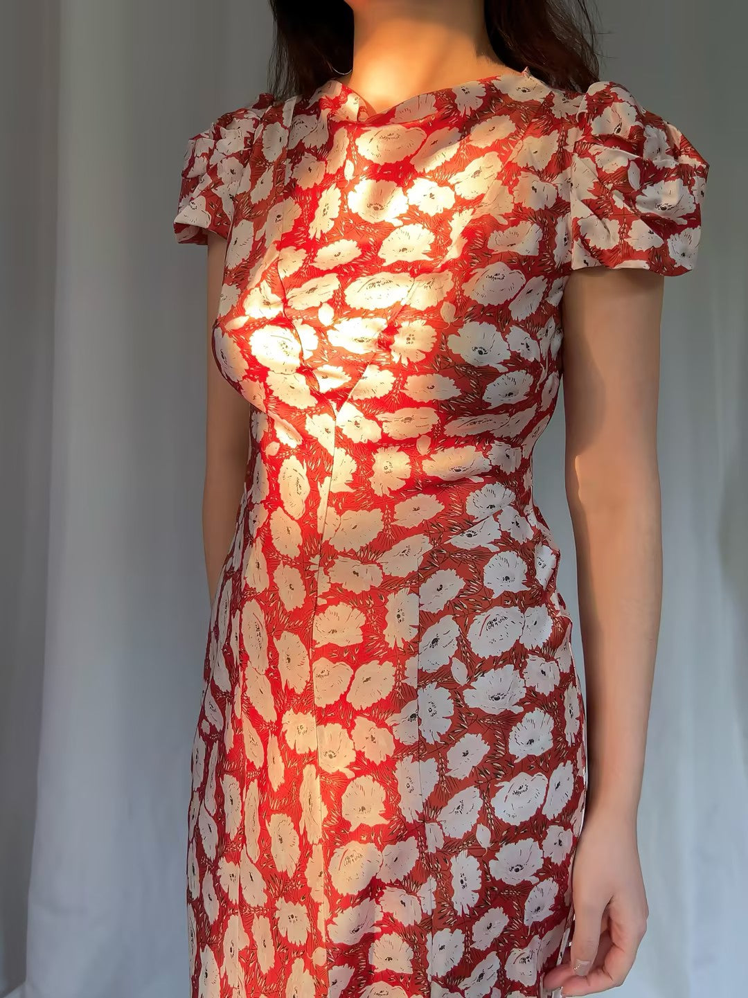 Alna Silk Dress - Rouge Fleurs Danemone