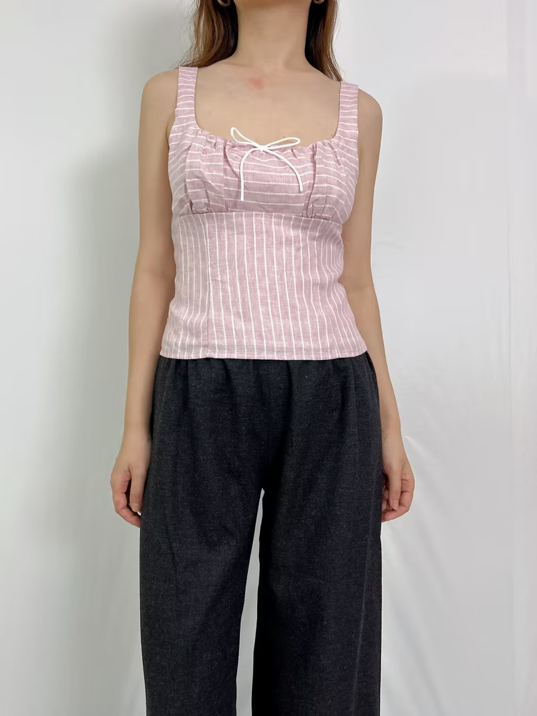 Balia Linen Top in Pink Stripe