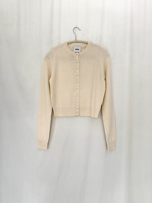 Caspia Cashmere Cropped Cardigan - Fior Di Latte