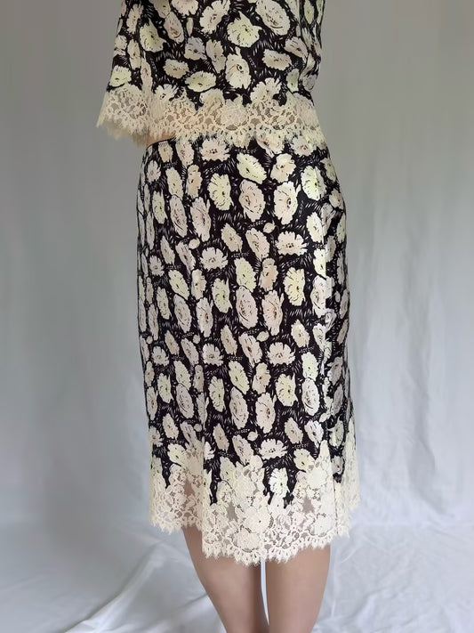 Elowette Skirt - Noir Fleurs Danemone