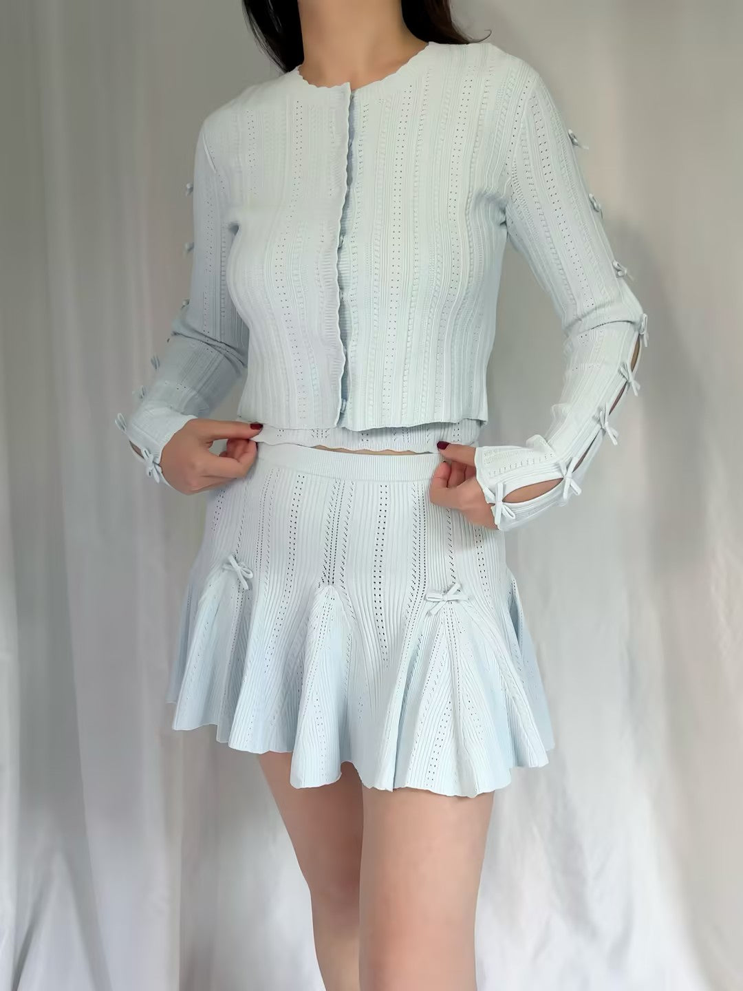 LSF Zoriah Pointelle Cardigan - Icicle Blue