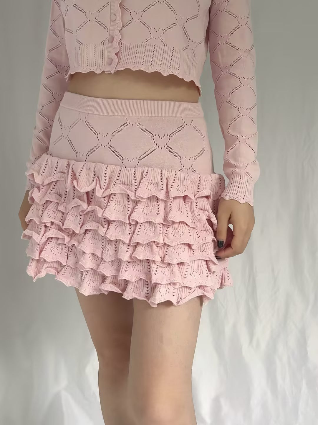 LSF Kalliope Knit Heart Argyle Skirt - Velour Pink