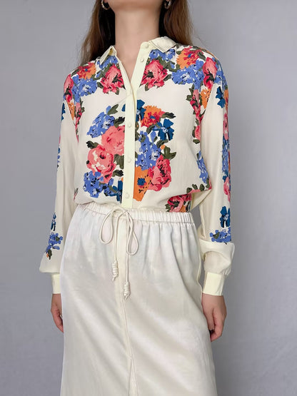 Anouk Floral Silk Blouse [size 38 sample sale]