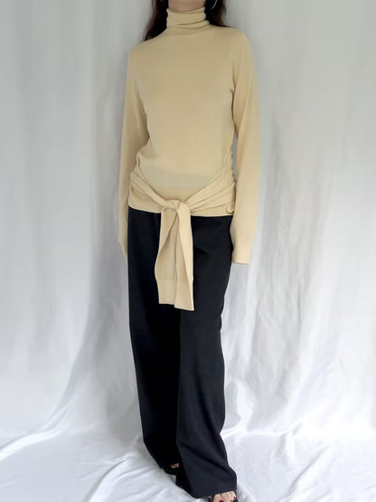 Double-Sleeve Turtleneck Sweater - Champagne in S