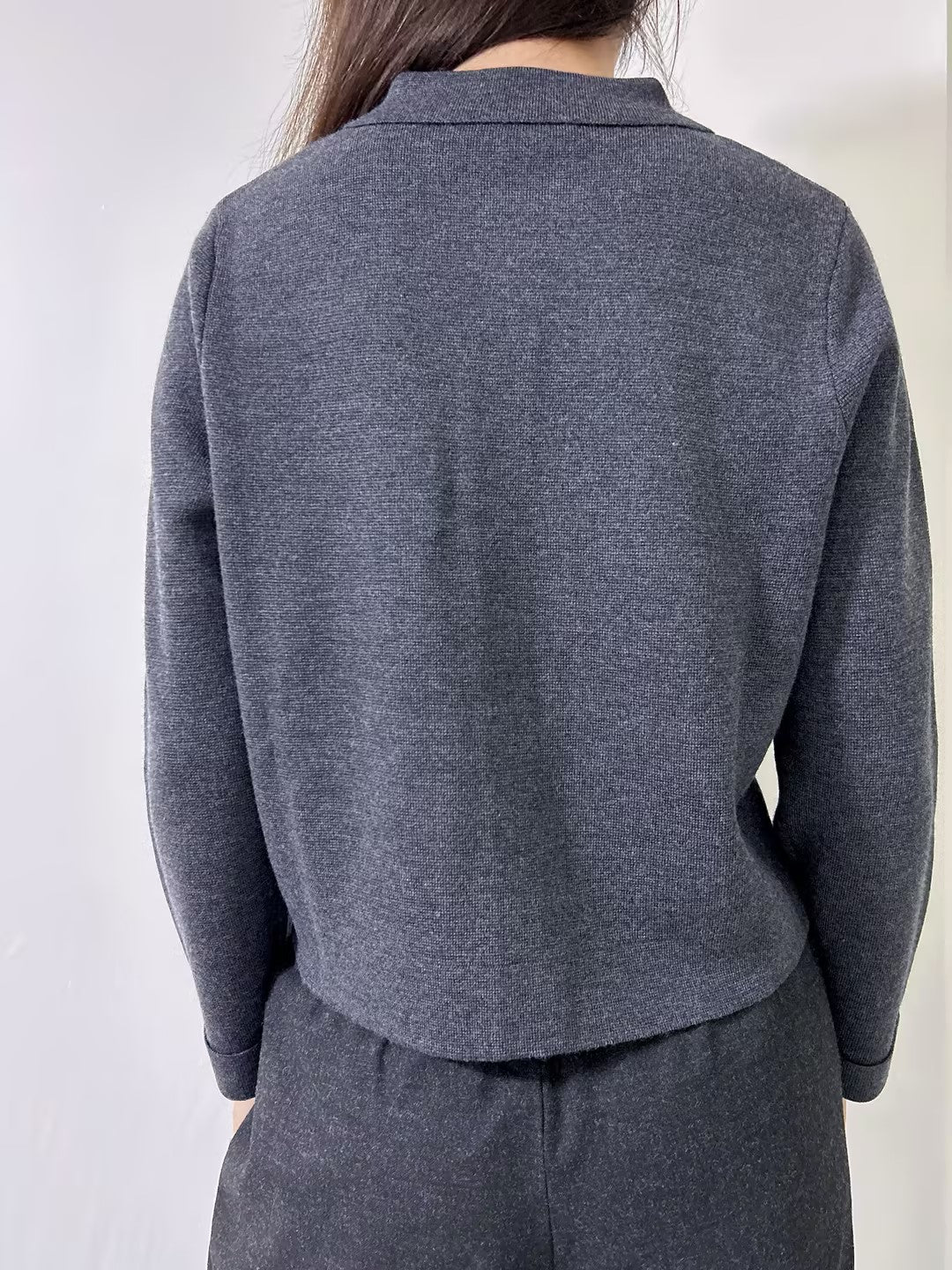 Betty Merino Wool Cardigan in Charcoal Grey