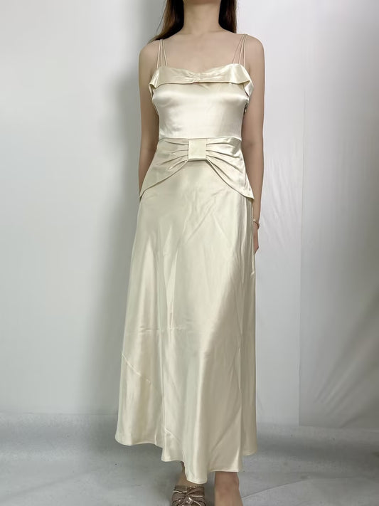 Donneta Satin Midi Dress in Magnolia