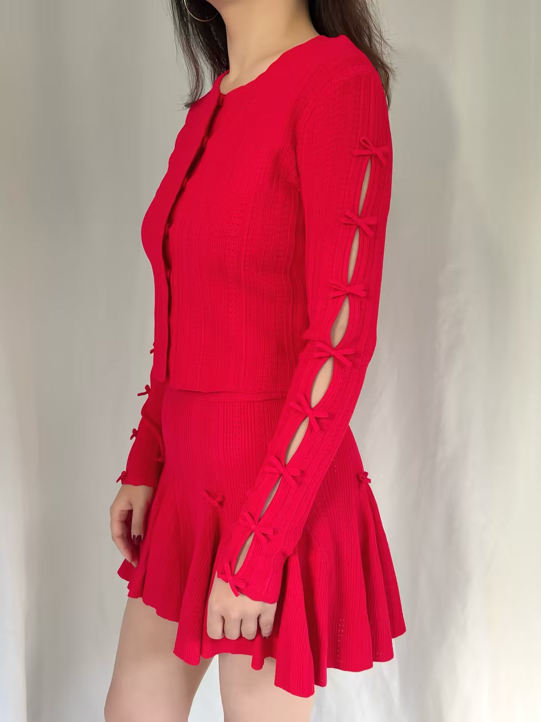 LSF Zoriah Pointelle Cardigan - Candy Apple