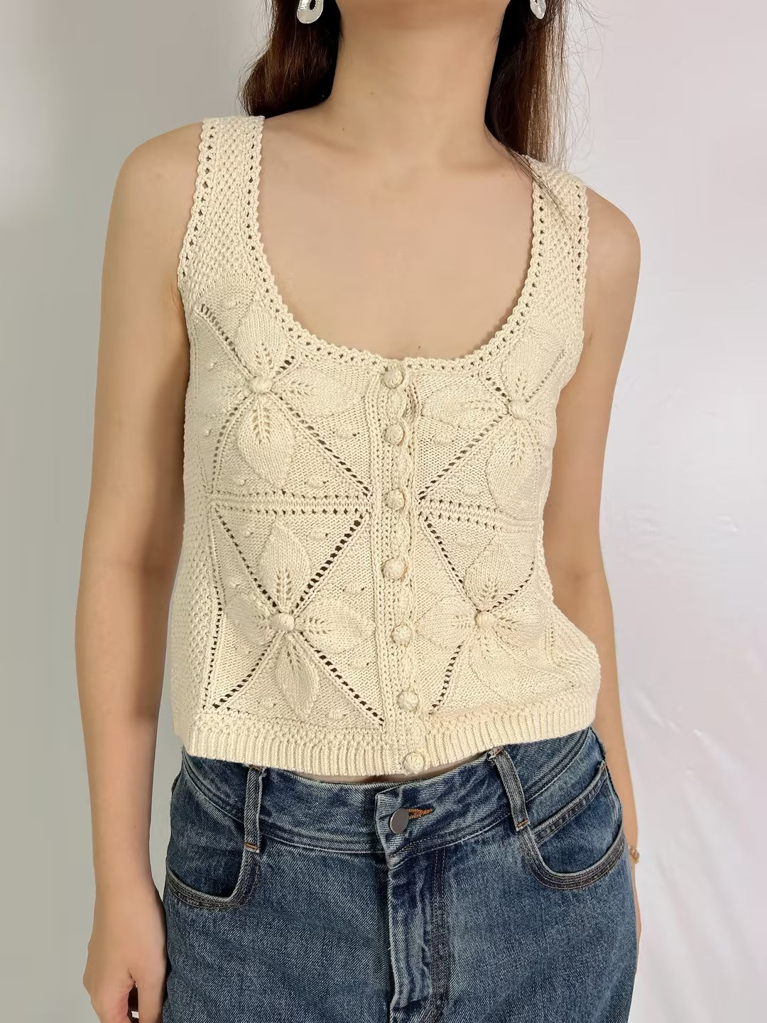 Joas Floral Crochet Sweater Vest