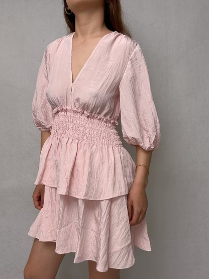 Robe à volants Rapapam rose