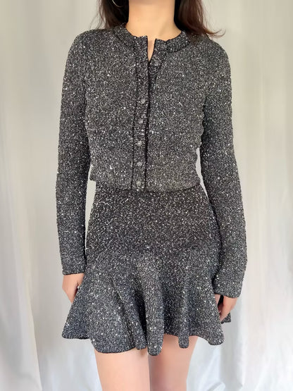 LSF Ferra Sequin Stretch Cardigan - Black