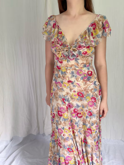 Robe mi-longue en dentelle Sohana en jaune jonquille