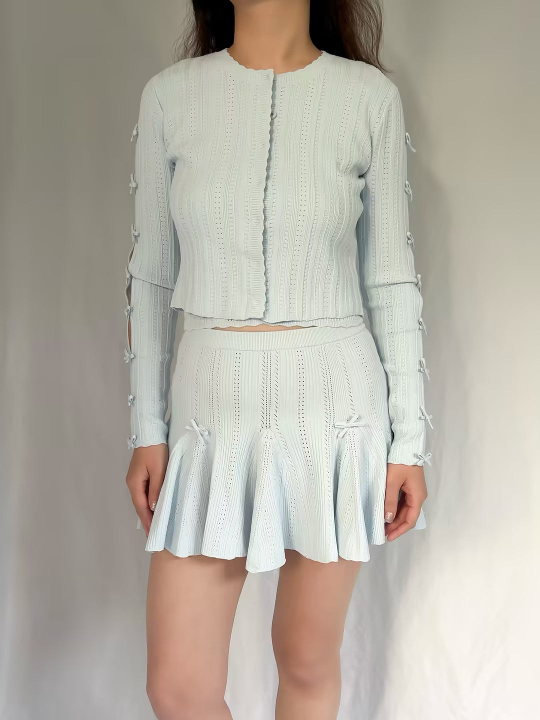 LSF Zoriah Pointelle Cardigan - Icicle Blue