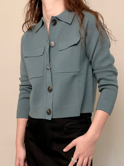 Betty Merino Wool Cardigan in Sage