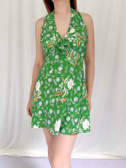 Mararin Mini Dress - Emerald Hollyhock Hills