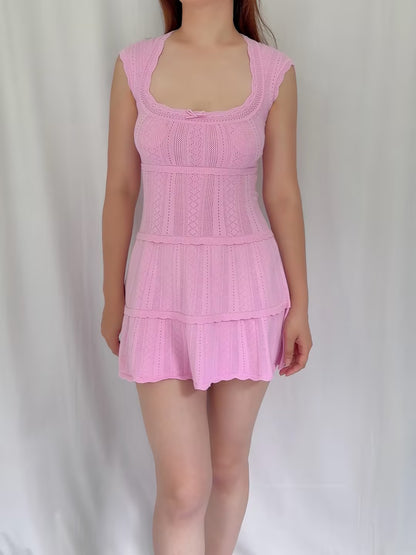 Laighton Pointelle Mini Dress - Candy Floss Pink