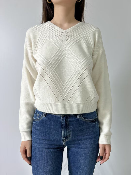 White Merino Wool Sugar Sweater